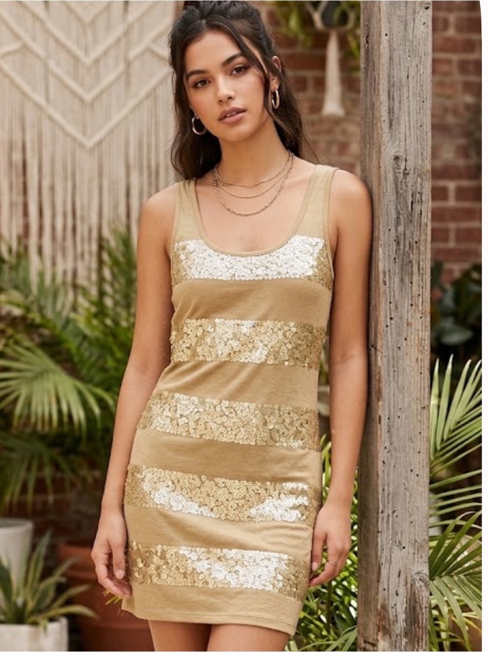 JUICY VINTAGE! Gold Sequin Stripe Tank Dress! Absolutely amazing!! S